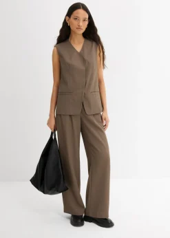 bonprix bonprix Pantalón sin cierre con estructura de sarga Oliva Sale