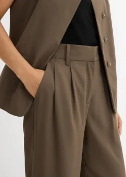 bonprix bonprix Pantalón sin cierre con estructura de sarga Oliva Sale