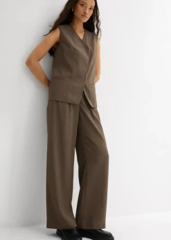 bonprix bonprix Pantalón sin cierre con estructura de sarga Oliva Sale