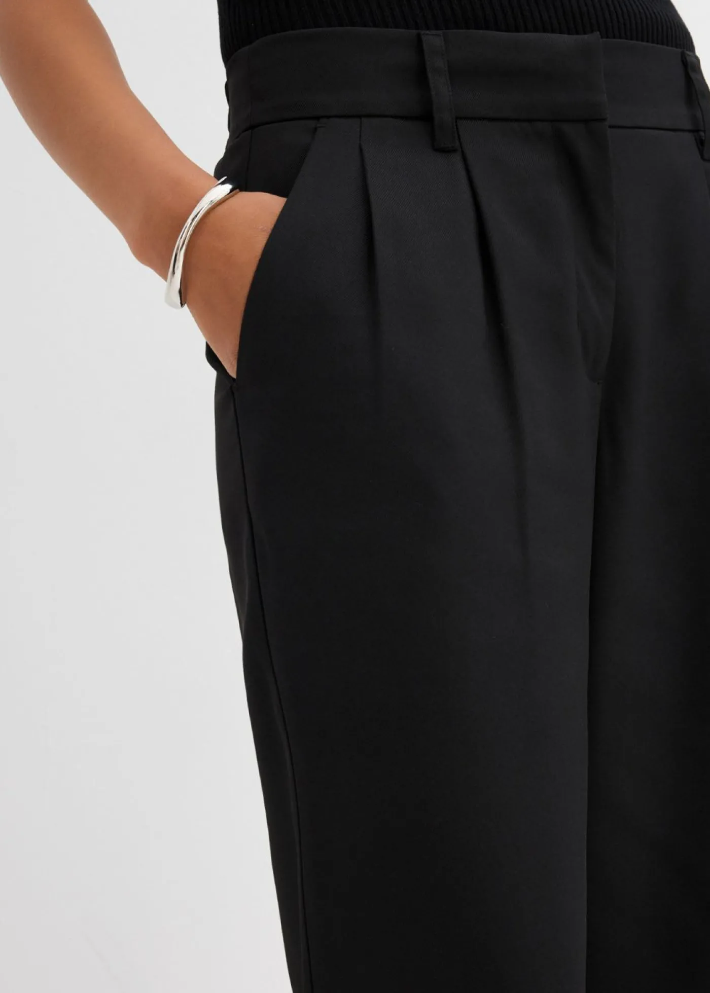 bonprix bonprix Pantalón sin cierre con estructura de sarga Negro New