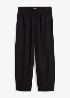 bonprix bonprix Pantalón sin cierre con lino y largo capri Negro Hot