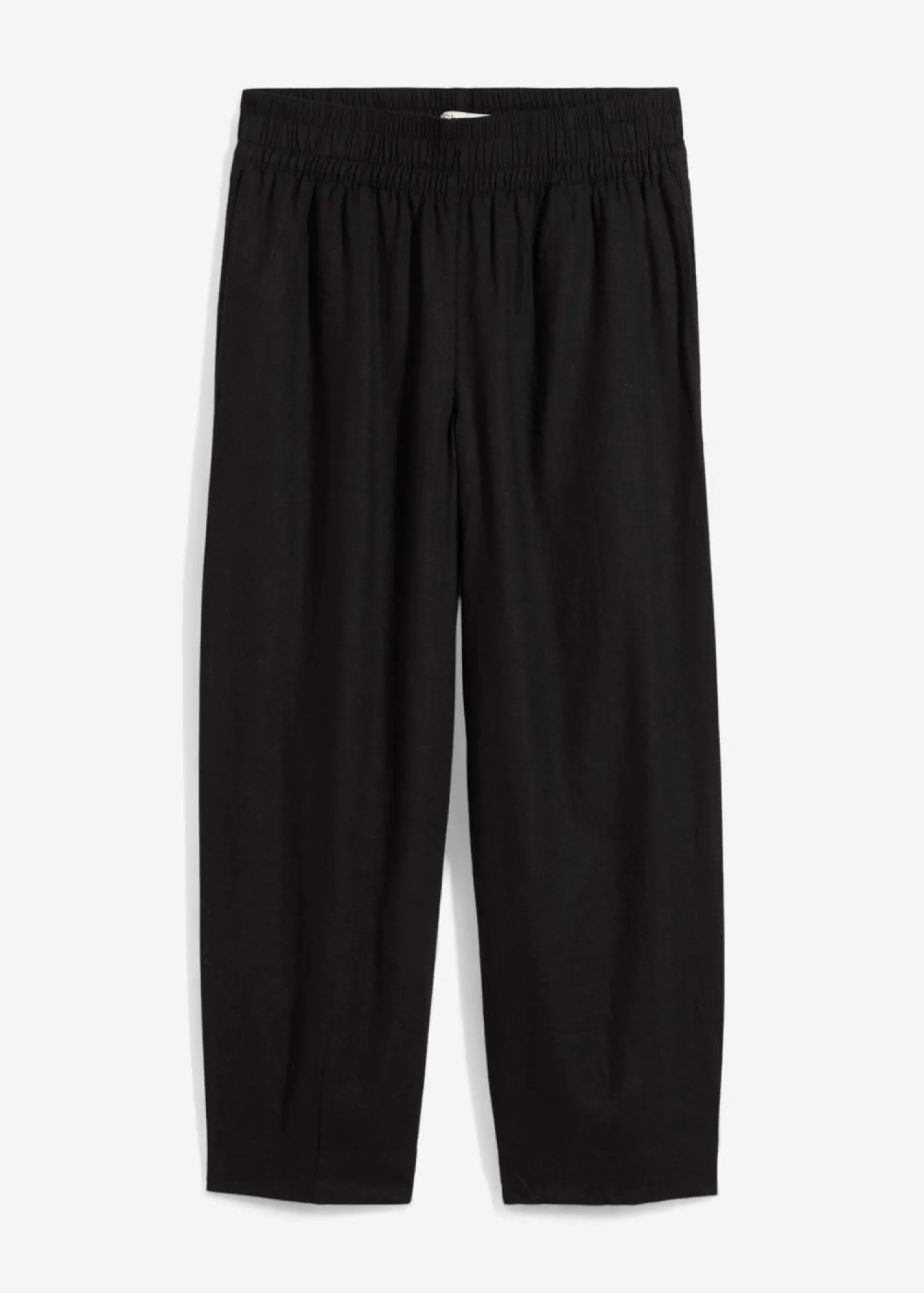 bonprix bonprix Pantalón sin cierre con lino y largo capri Negro Hot