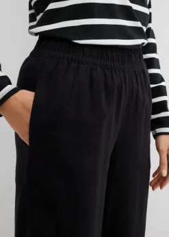 bonprix bonprix Pantalón sin cierre con lino y largo capri Negro Hot