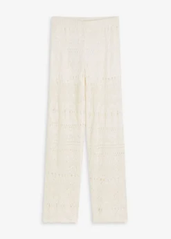 bonprix bonprix Pantalón sin cierre con patrón de punto calado Blanco lana Best