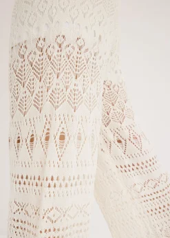 bonprix bonprix Pantalón sin cierre con patrón de punto calado Blanco lana Best