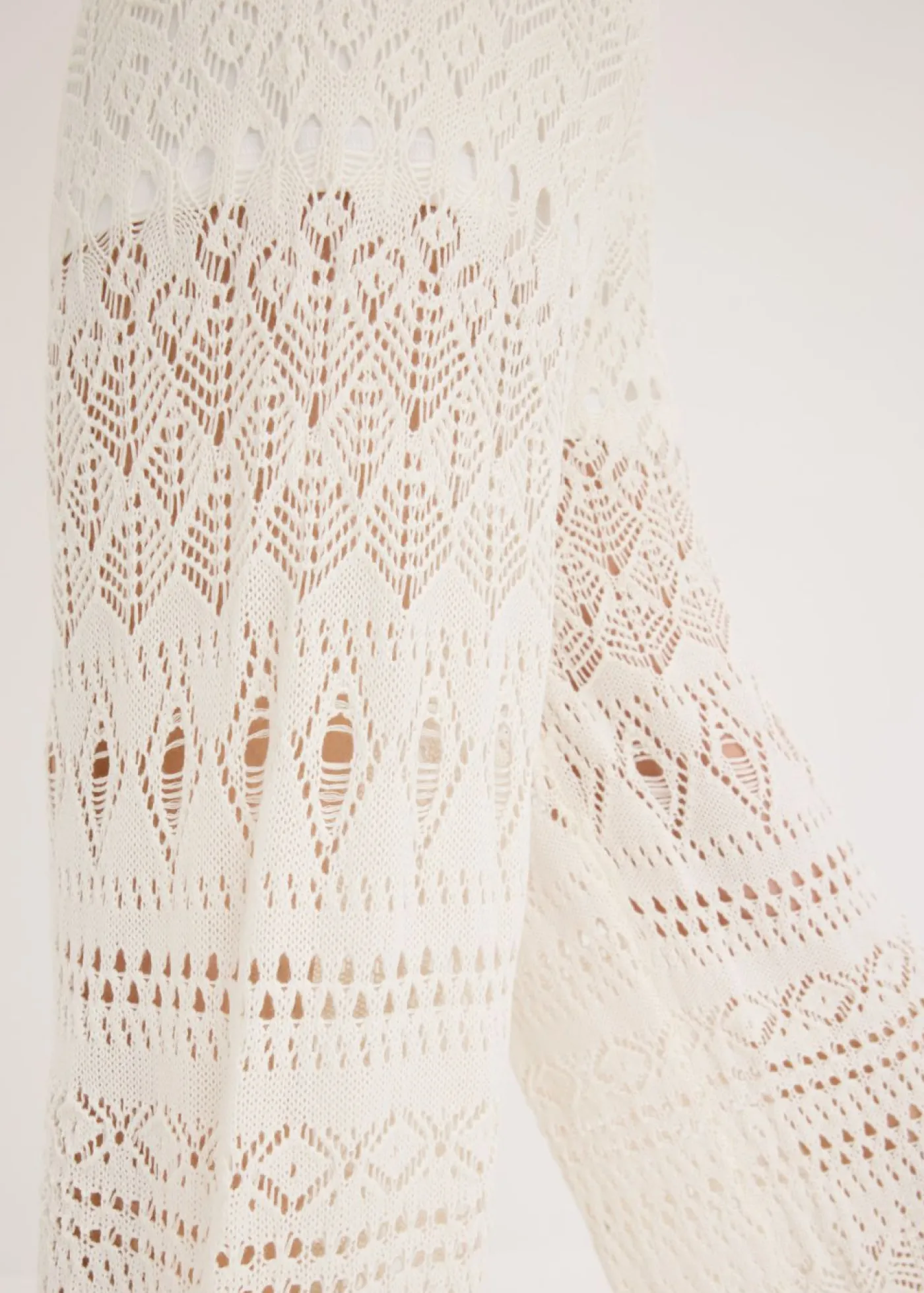bonprix bonprix Pantalón sin cierre con patrón de punto calado Blanco lana Best