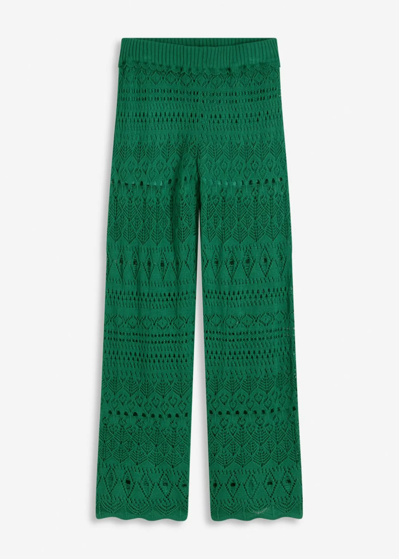 bonprix bonprix Pantalón sin cierre con patrón de punto calado verde gema Clearance