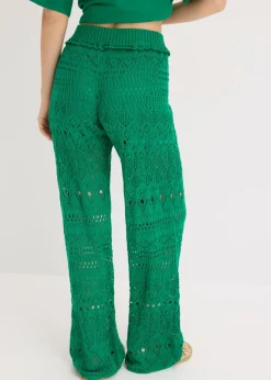 bonprix bonprix Pantalón sin cierre con patrón de punto calado verde gema Clearance