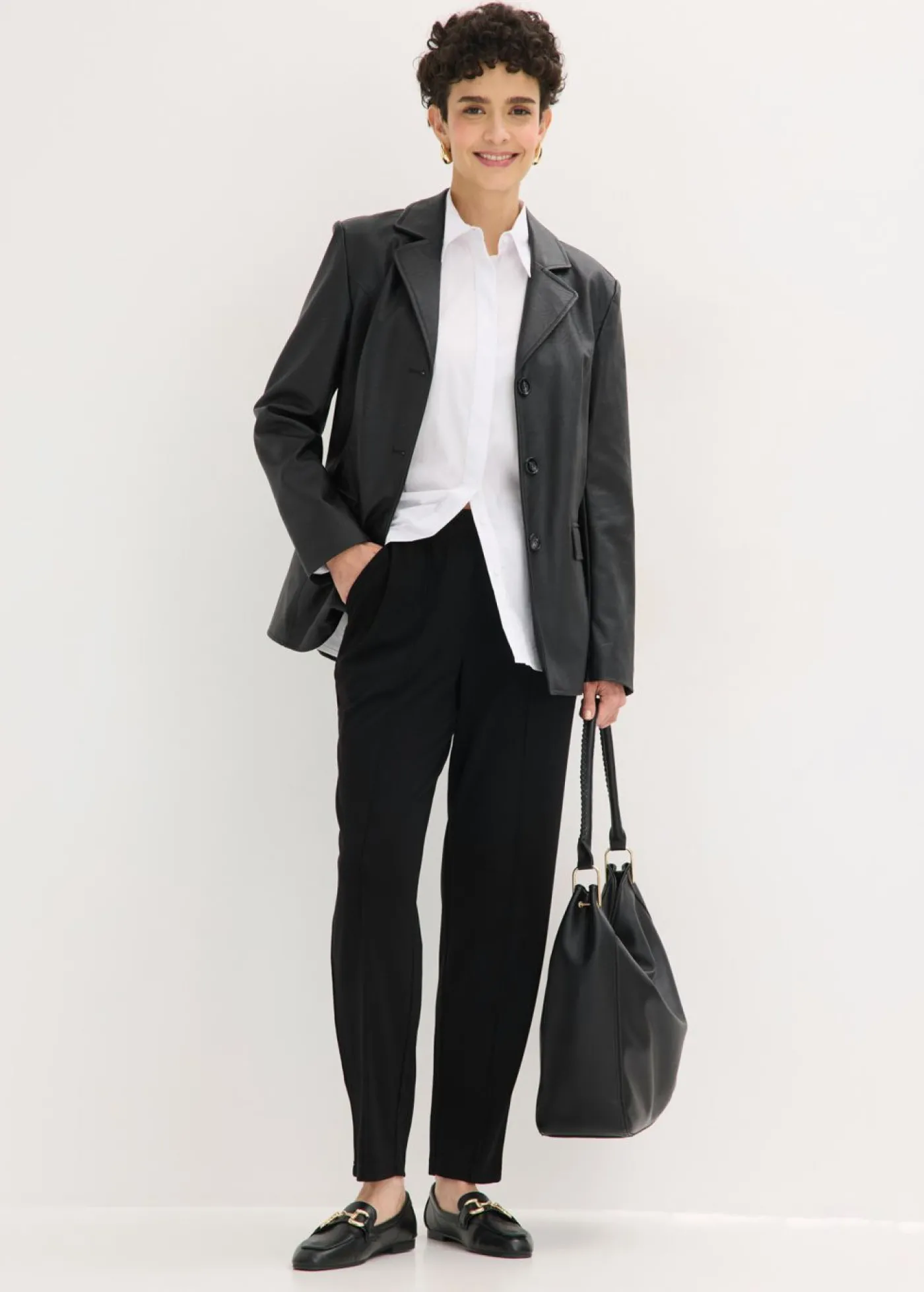 bonprix bonprix Pantalón sin cierre con ribete Negro New