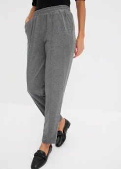 bonprix bonprix Pantalón sin cierre con ribete gris jaspeado moteado Online