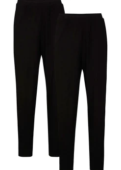 bonprix bonprix Pantalón sin cierre con talle alto (2 unidades) Negro Hot
