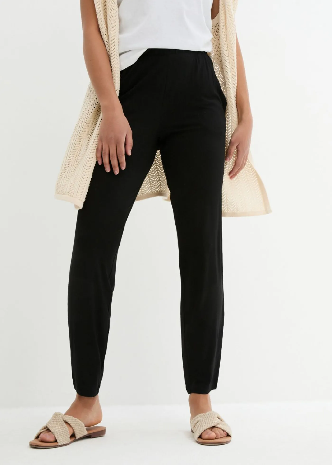 bonprix bonprix Pantalón sin cierre con talle alto (2 unidades) Negro Hot