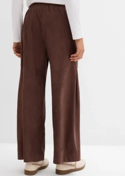 bonprix bonprix Pantalón sin cierre de ante sintético marrón Outlet