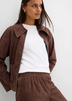 bonprix bonprix Pantalón sin cierre de ante sintético marrón Outlet