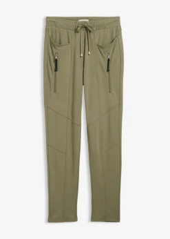 bonprix bonprix Pantalón sin cierre de cómodo tejido Punto di Roma Verde oliva Clearance