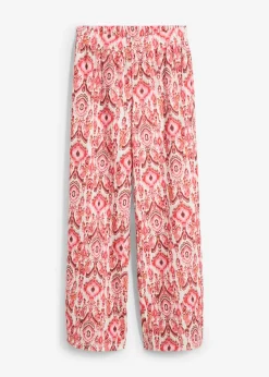 bonprix bonprix Pantalón sin cierre de crepé estructurado Blanco-rojo Sale