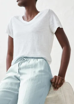 bonprix bonprix Pantalón sin cierre de lino puro Azul hielo Clearance