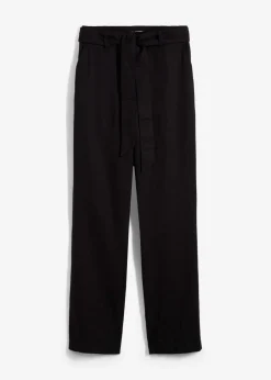 bonprix bonprix Pantalón sin cierre de mezcla vaporosa de lino y viscosa Negro Sale
