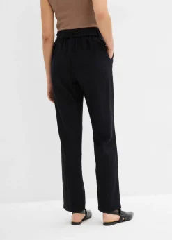 bonprix bonprix Pantalón sin cierre de mezcla vaporosa de lino y viscosa Negro Sale
