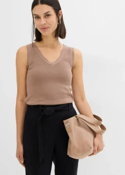 bonprix bonprix Pantalón sin cierre de mezcla vaporosa de lino y viscosa Negro Sale