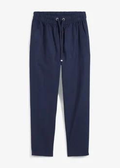 bonprix bonprix Pantalón sin cierre de mezcla de lino ligero Azul marino Sale