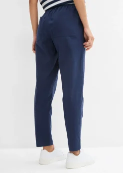 bonprix bonprix Pantalón sin cierre de mezcla de lino ligero Azul marino Sale
