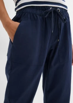 bonprix bonprix Pantalón sin cierre de mezcla de lino ligero Azul marino Sale