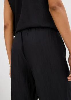 bonprix bonprix Pantalón sin cierre de mezcla de viscosa estructurada Negro Clearance