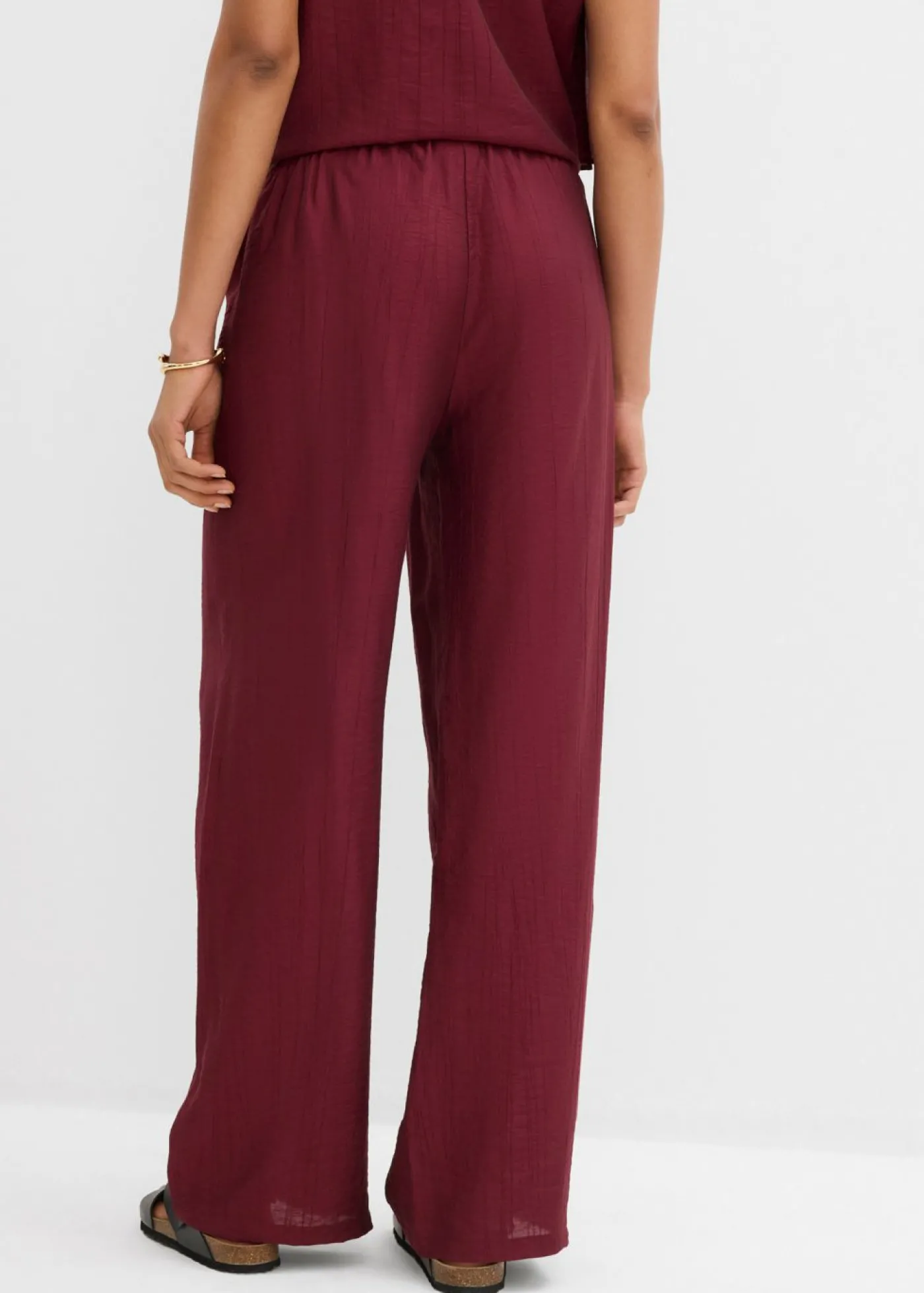bonprix bonprix Pantalón sin cierre de mezcla de viscosa estructurada rojo avellana Online