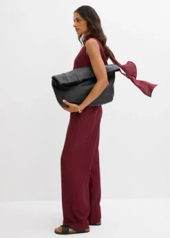 bonprix bonprix Pantalón sin cierre de mezcla de viscosa estructurada rojo avellana Online