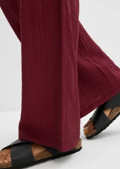 bonprix bonprix Pantalón sin cierre de mezcla de viscosa estructurada rojo avellana Online