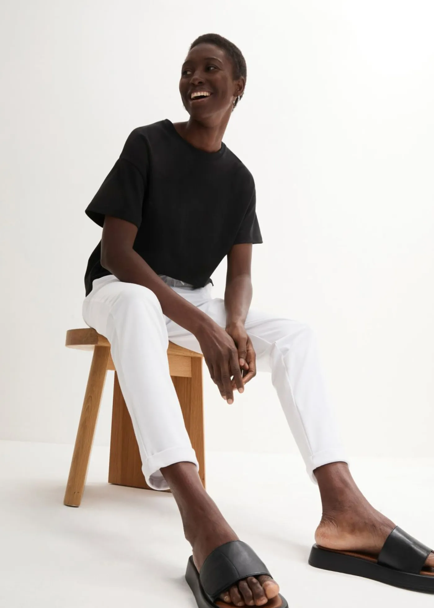 bonprix bonprix Pantalón sin cierre de mezcla de viscosa Blanco Best