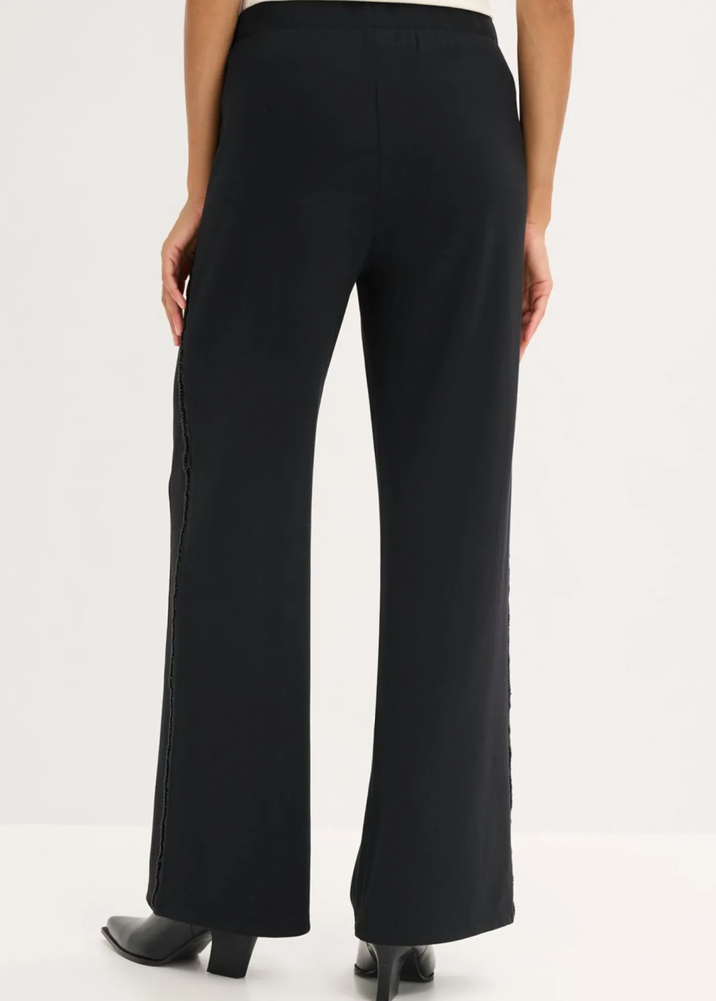 bonprix bonprix Pantalón sin cierre de Punto di Roma con piedras brillantes Negro Clearance