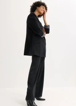 bonprix bonprix Pantalón sin cierre de Punto di Roma con piedras brillantes Negro Clearance