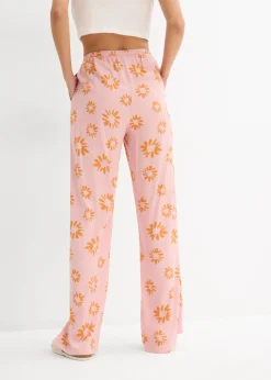 bonprix bonprix Pantalón sin cierre de suave viscosa rosa ceniza/marrón anaranjado con flores Best