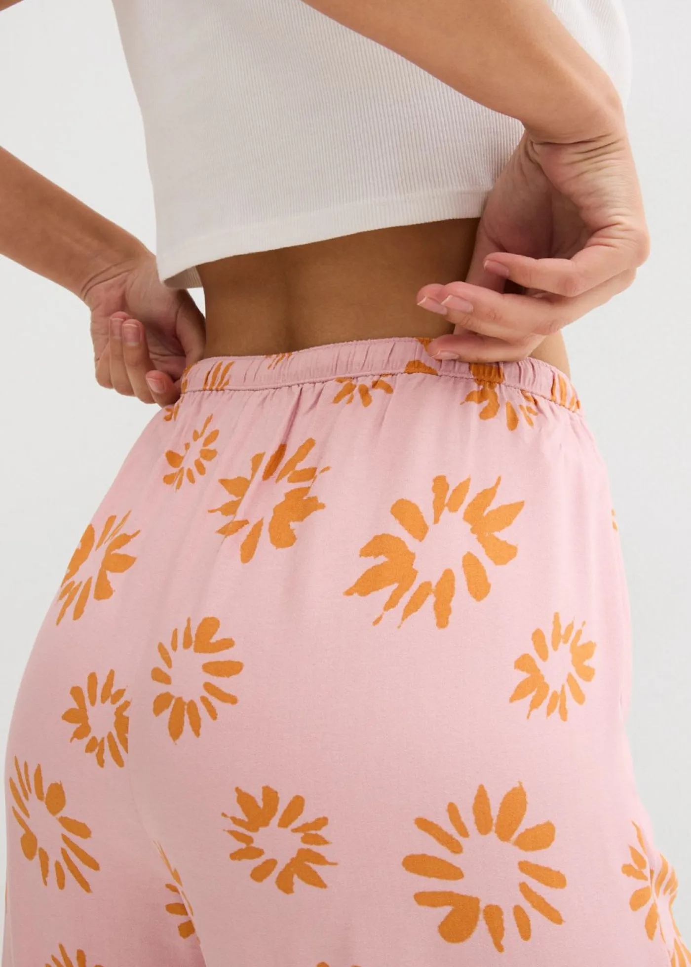 bonprix bonprix Pantalón sin cierre de suave viscosa rosa ceniza/marrón anaranjado con flores Best