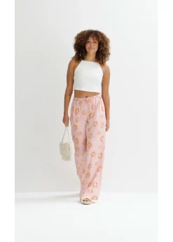 bonprix bonprix Pantalón sin cierre de suave viscosa rosa ceniza/marrón anaranjado con flores Best