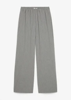 bonprix bonprix Pantalón sin cierre de tejido fluido gris-pizarra-blanco con rayas Outlet