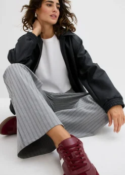 bonprix bonprix Pantalón sin cierre de tejido fluido gris-pizarra-blanco con rayas Outlet
