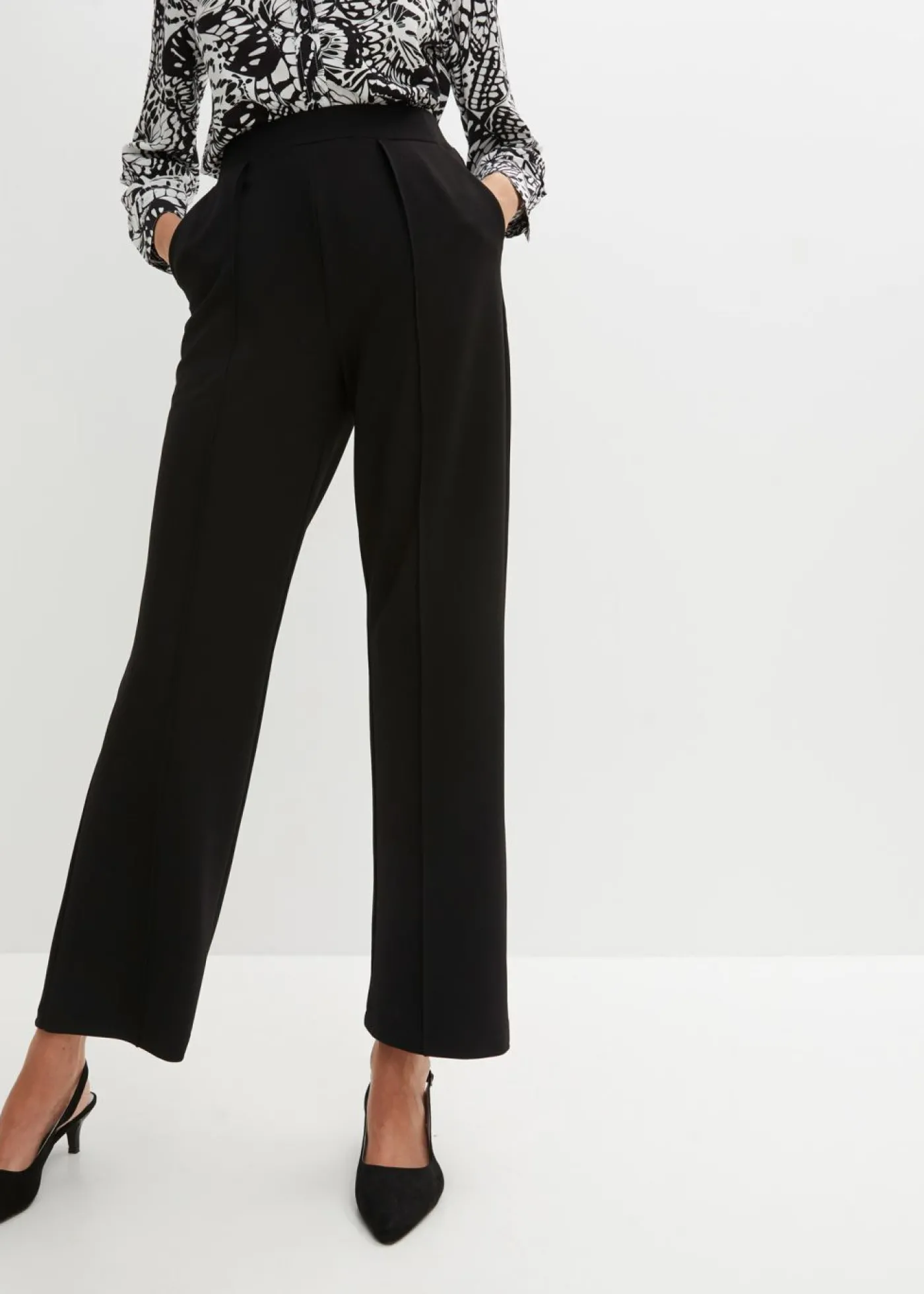 bonprix bonprix Pantalón sin cierre de tejido interlock resistente Negro Outlet