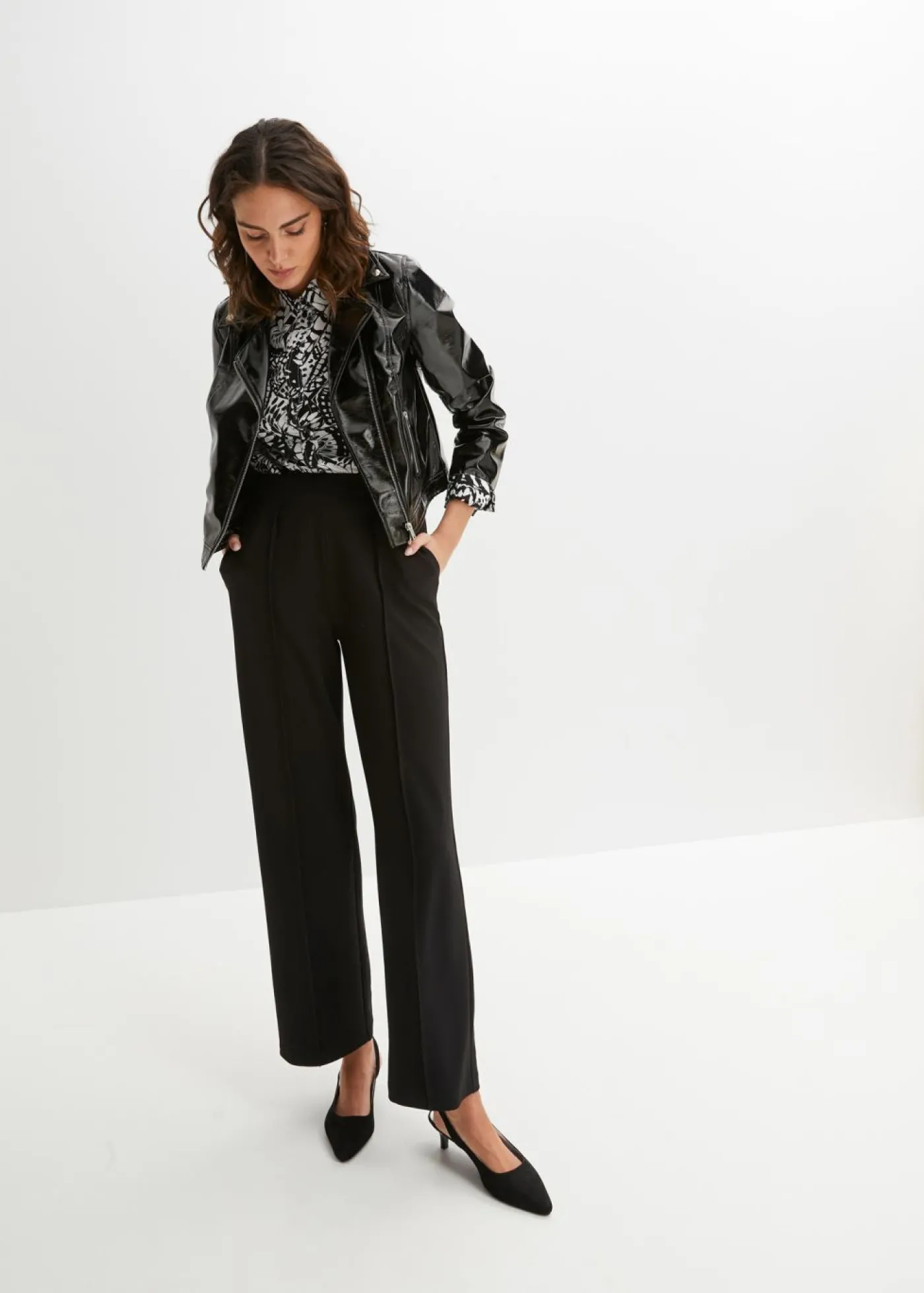 bonprix bonprix Pantalón sin cierre de tejido interlock resistente Negro Outlet