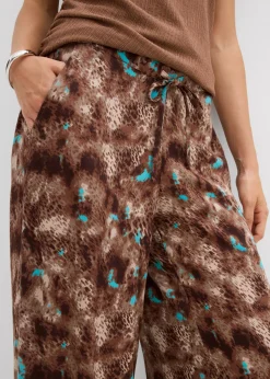 bonprix bonprix Pantalón sin cierre de viscosa fluida Marrón oscuro Discount