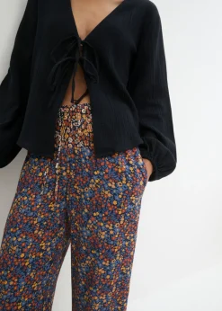 bonprix bonprix Pantalón sin cierre de viscosa fluida Azul marino con patrón paisley Outlet