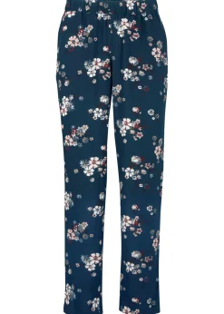 bonprix bonprix Pantalón sin cierre de viscosa sostenible Azul marino de flores Discount