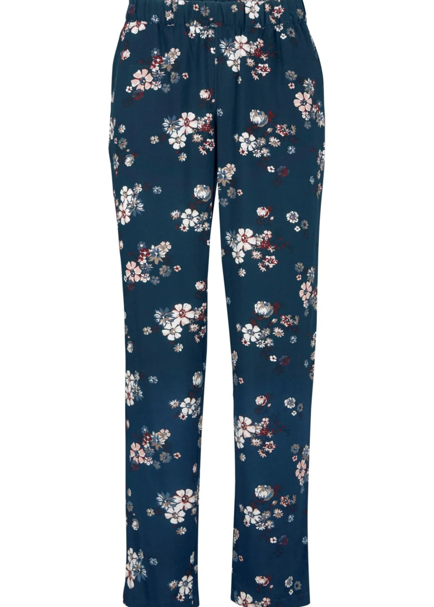 bonprix bonprix Pantalón sin cierre de viscosa sostenible Azul marino de flores Discount