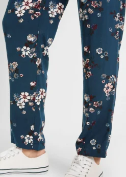 bonprix bonprix Pantalón sin cierre de viscosa sostenible Azul marino de flores Discount