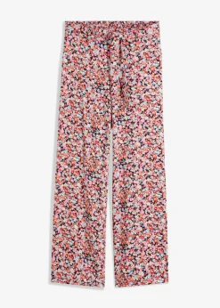 bonprix bonprix Pantalón sin cierre de viscosa pura naranja/menta de flores Online