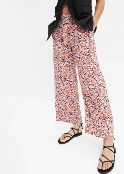 bonprix bonprix Pantalón sin cierre de viscosa pura naranja/menta de flores Online