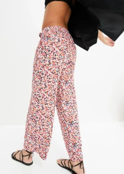 bonprix bonprix Pantalón sin cierre de viscosa pura naranja/menta de flores Online