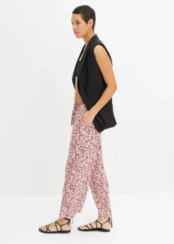 bonprix bonprix Pantalón sin cierre de viscosa pura naranja/menta de flores Online